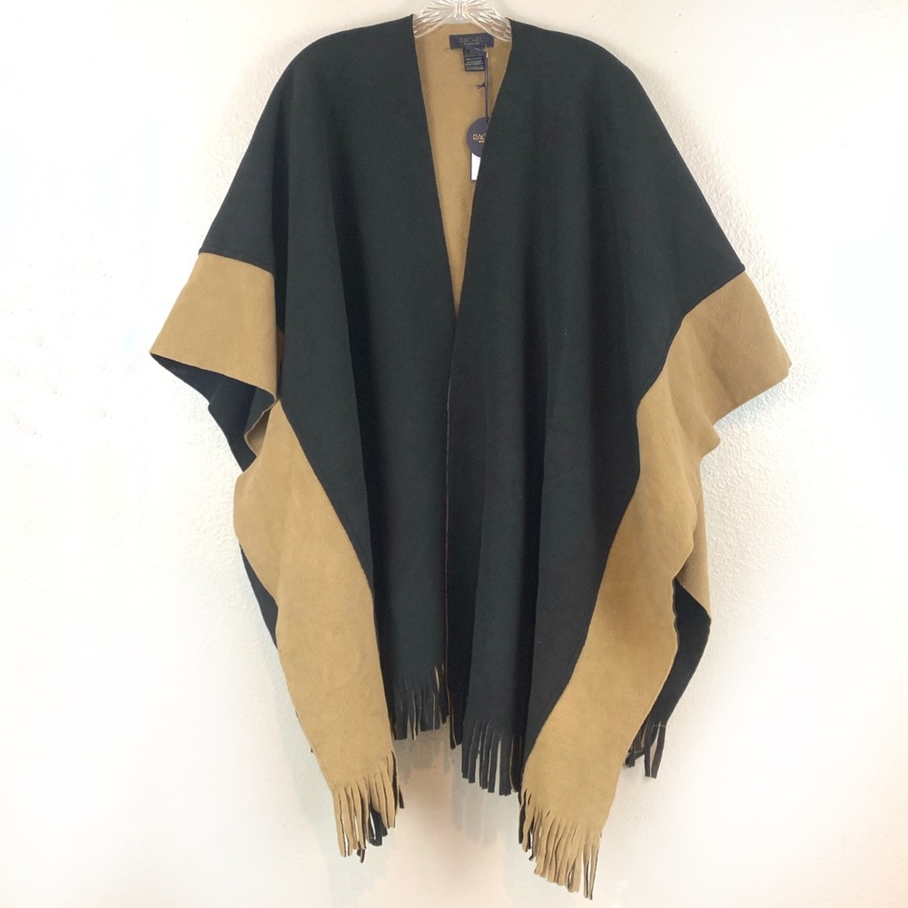 RACHEL Rachel Roy Blanket Fleece Fringe Poncho NWT